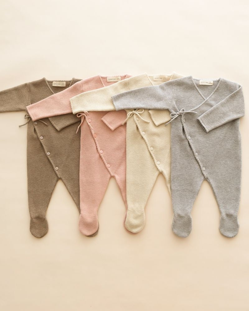 Wrap Knit Footie | Heathered Mocha