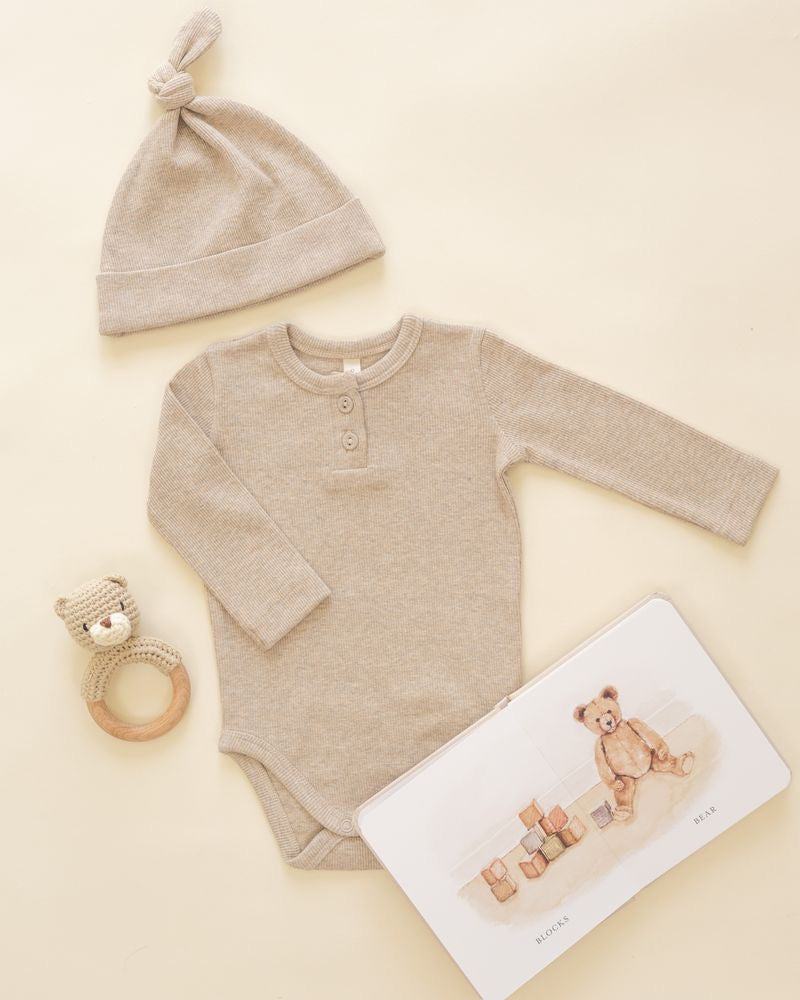 Ribbed Long Sleeve Onesie | Taupe
