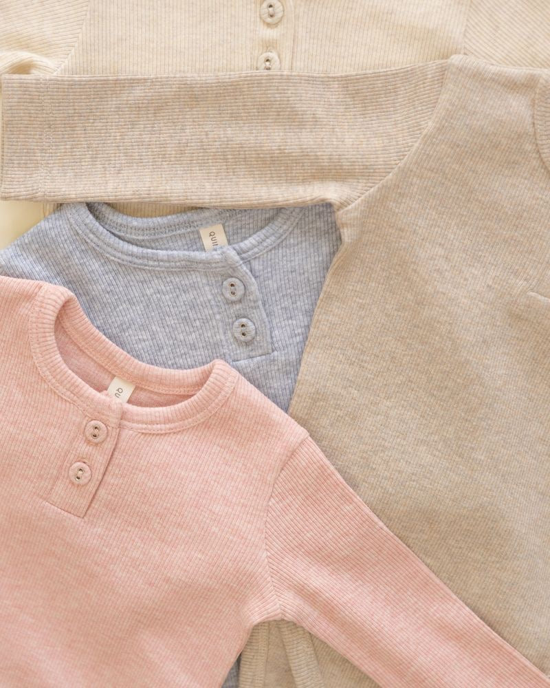 Ribbed Long Sleeve Onesie | Rose