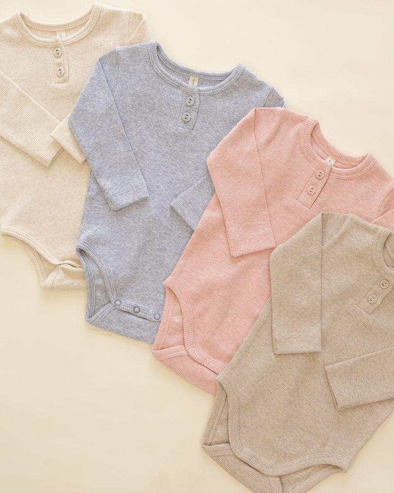Ribbed Long Sleeve Onesie | Rose