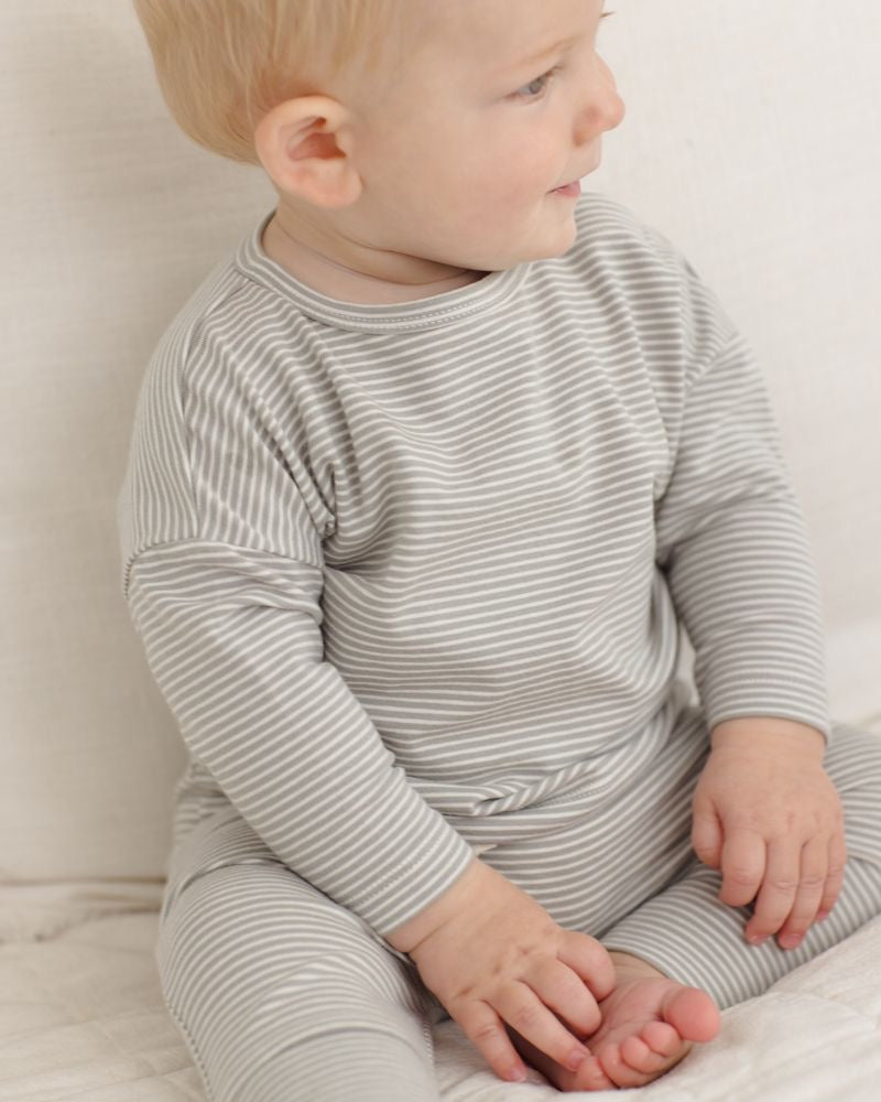 Long Sleeve Tee | Sage Micro Stripe