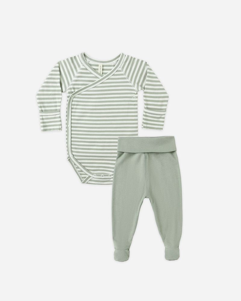 Side Snap Bodysuit + Pant Set | Fern Stripe
