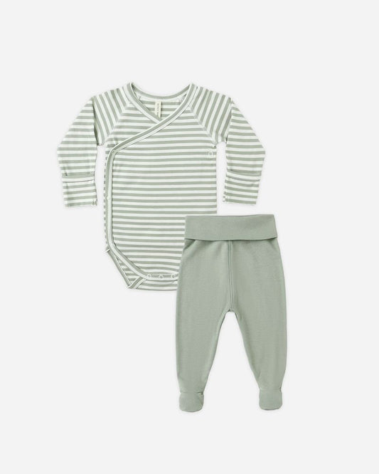 Side Snap Bodysuit + Pant Set | Fern Stripe