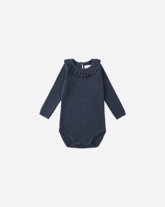 Ruffle Collar Bodysuit | Navy