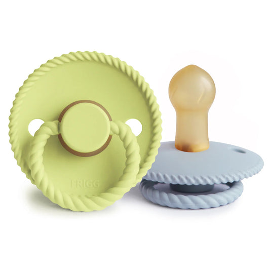 FRIGG Rope Natural Rubber Pacifier 2-Pack | Tea Green/Powder Blue