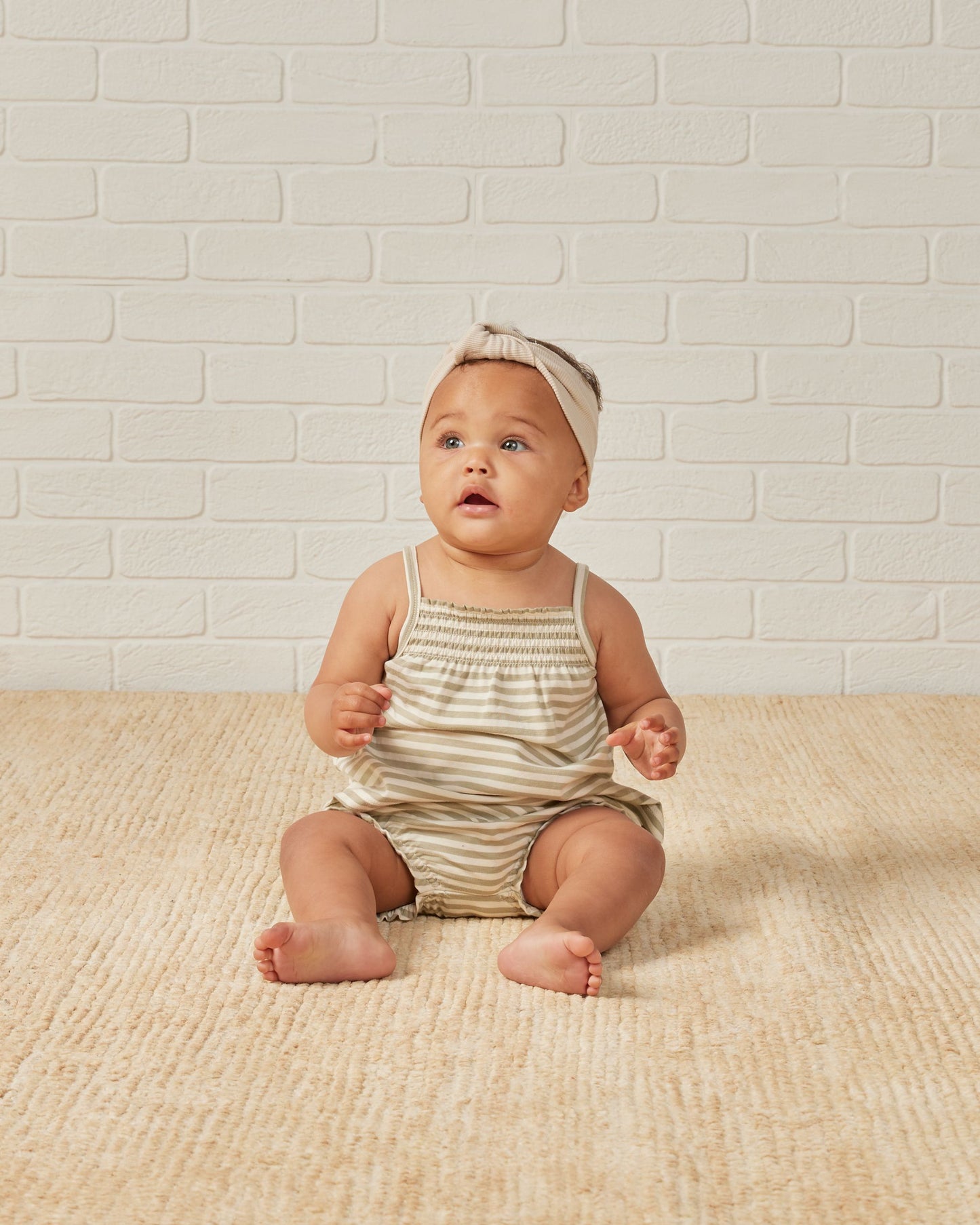 Smocked Tank + Bloomer Set I Sage Stripe