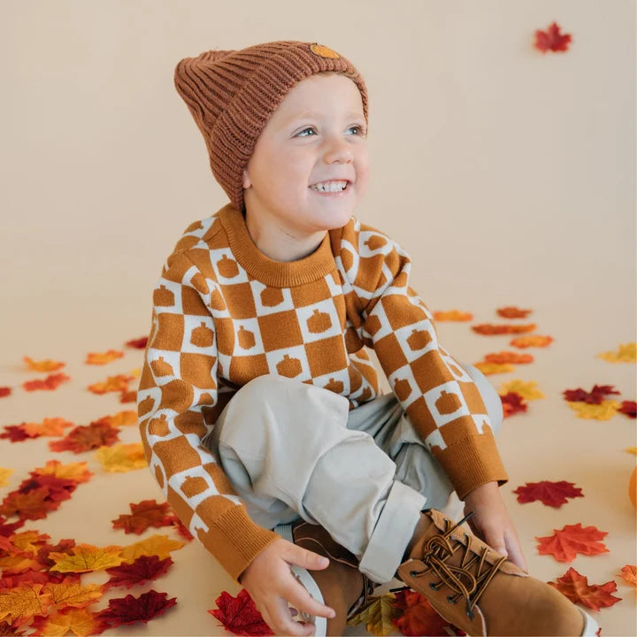 Sweater | Pumpkin Checkers