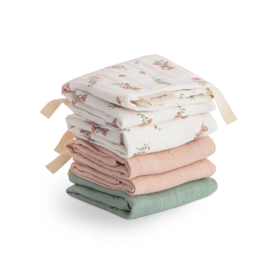 Muslin Cotton Washcloths I Pink Flower Combo