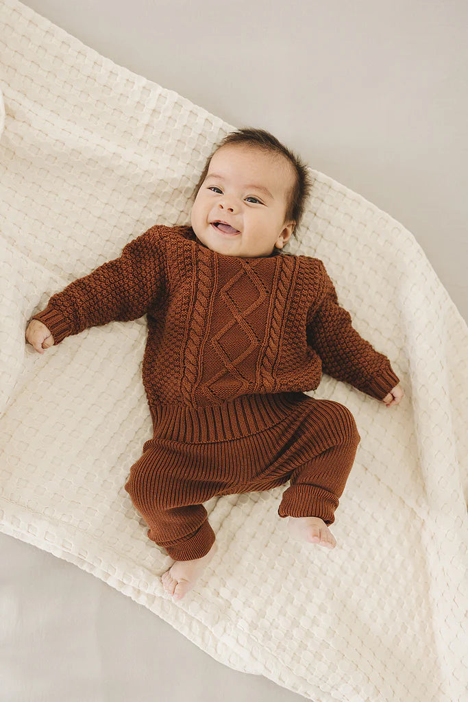 Cable Knit Sweater I Dark Rust