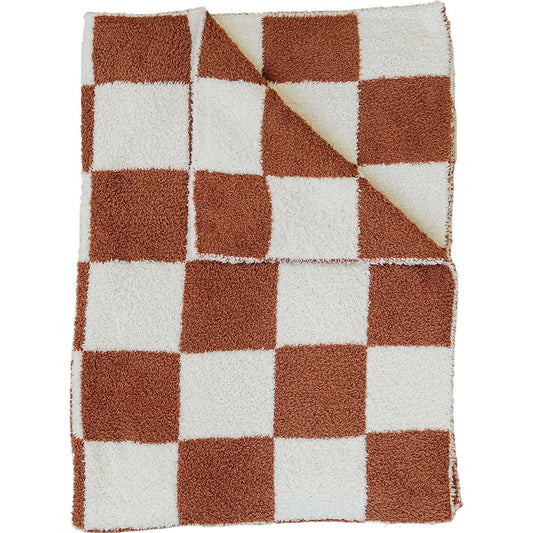 Plush Blanket I Rust Checkered