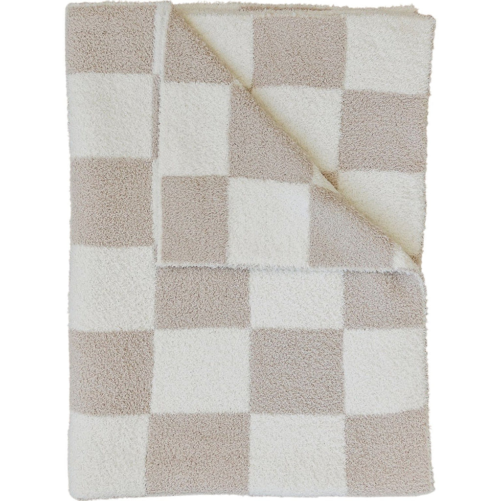 Plush Blanket I Checkered Taupe