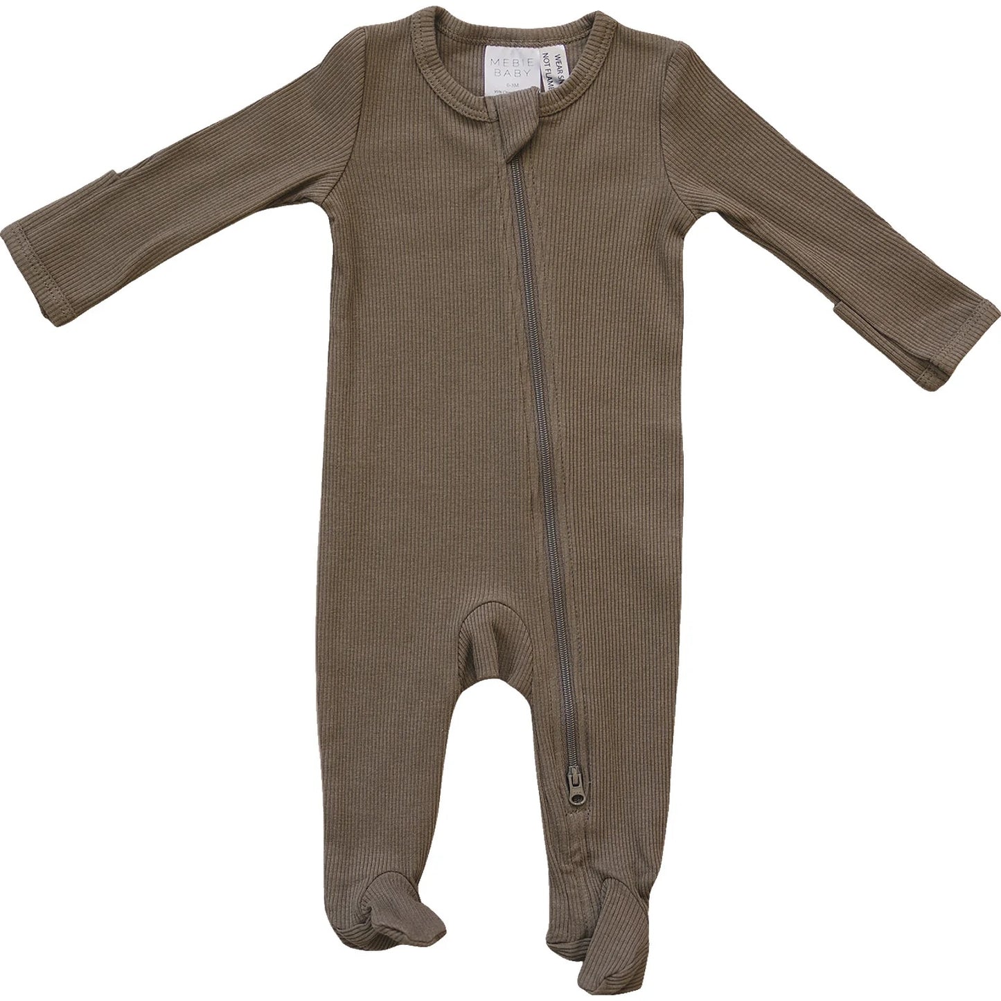 Ribbed Zipper Footie I Cocoa