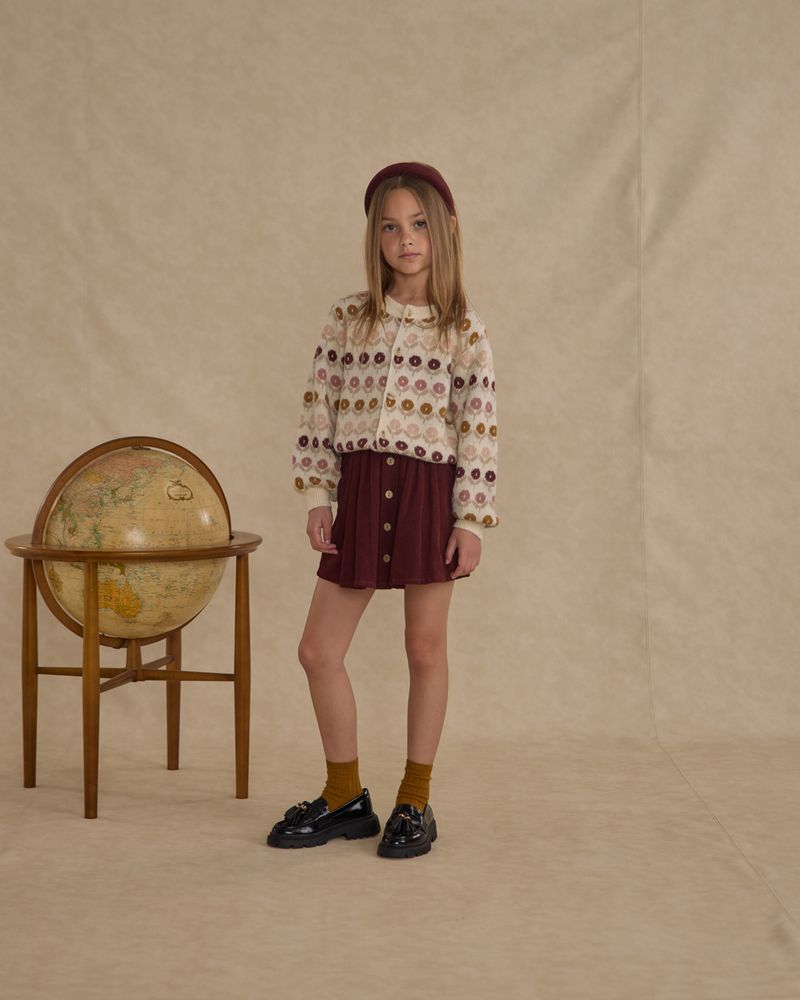 Button Front Mini Skirt | Burgundy