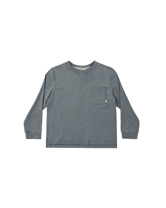 Long Sleeve Pocket Tee | Heathered Midnight