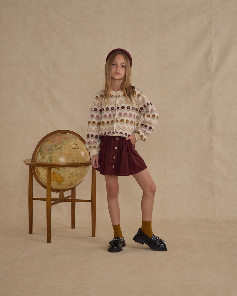 Button Front Mini Skirt | Burgundy
