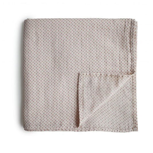 Muslin Swaddle Blanket I Caramel Polka Dots