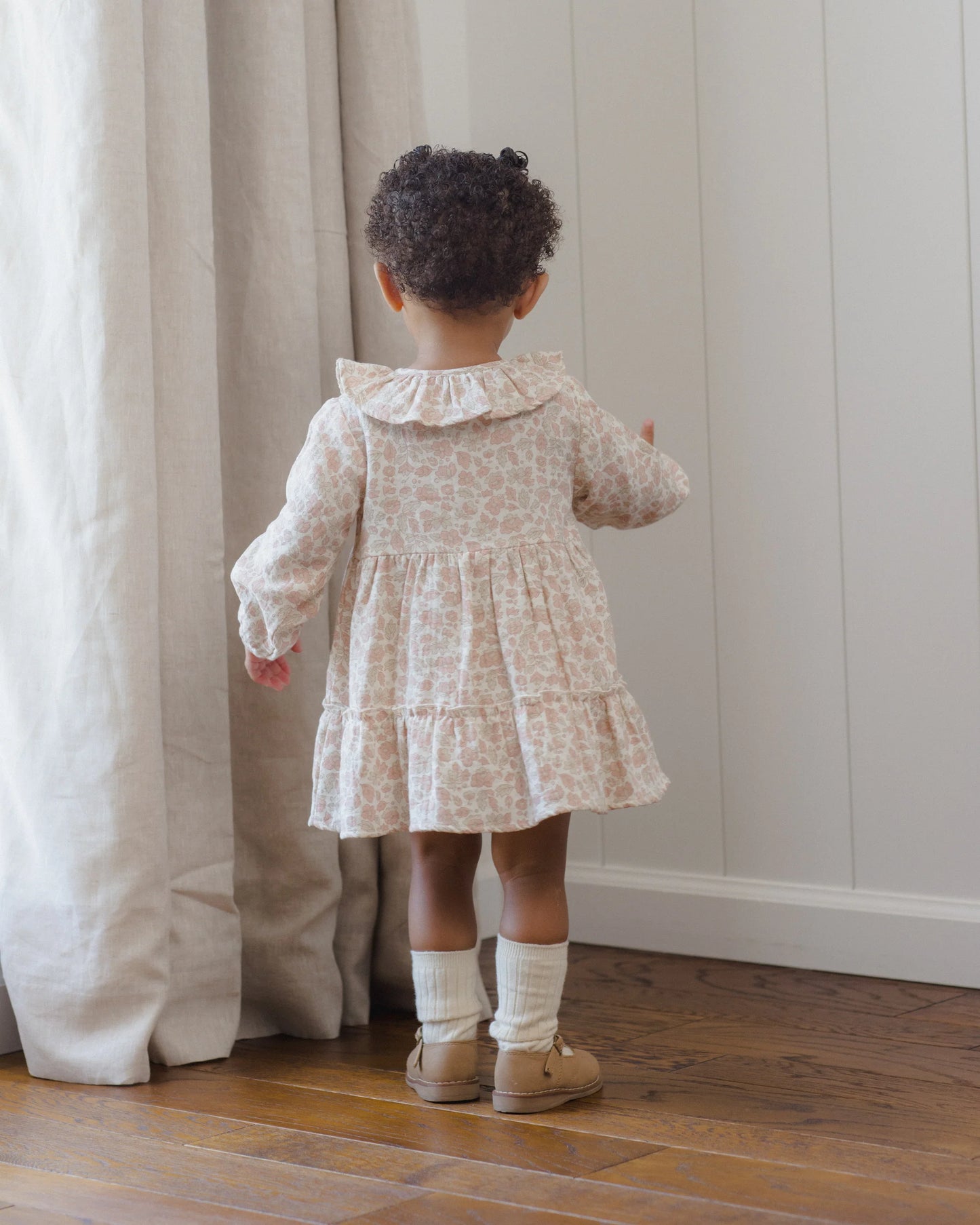 Ruffle Collar Button Dress | Pink Blossom