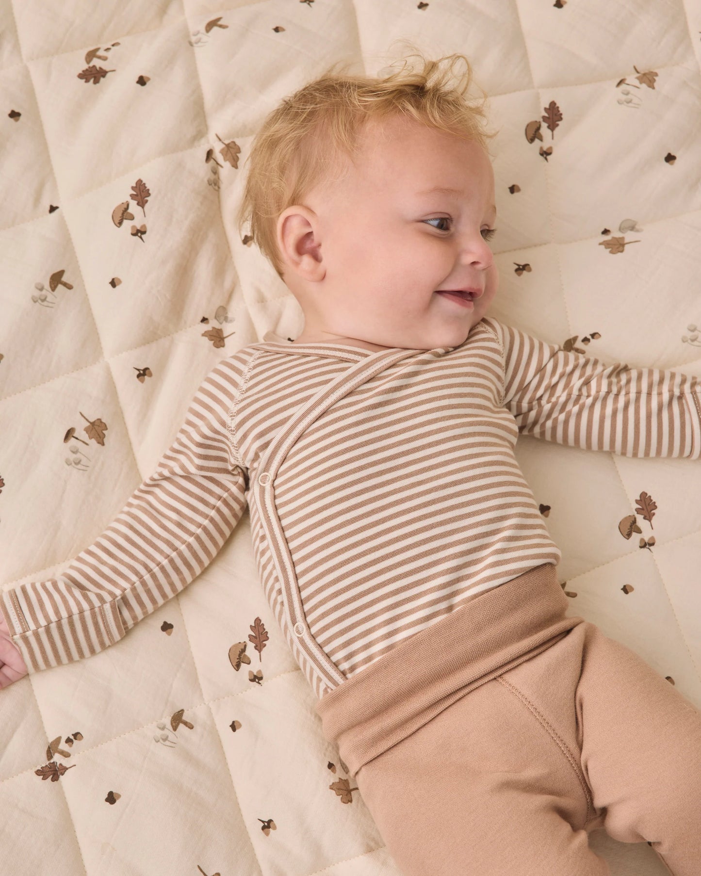 Side Snap Bodysuit + Pant Set | Almond Stripe