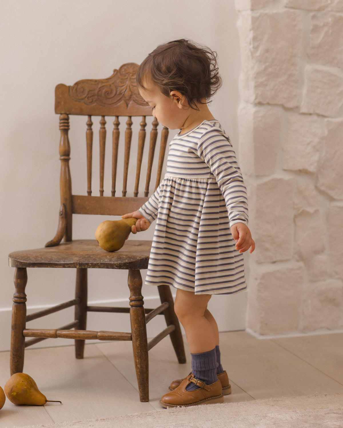 Long Sleeve Baby Dress | Vintage Stripe