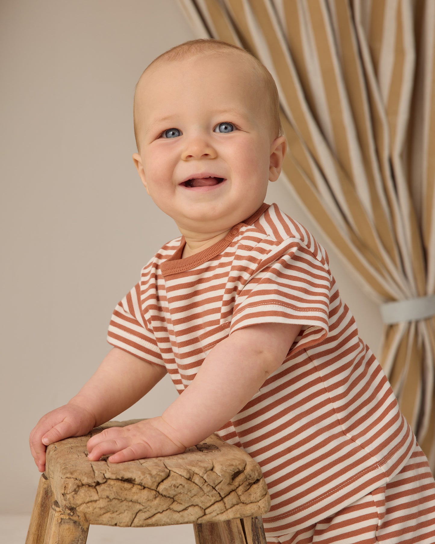 Boxy Pocket Tee + Short Set | Poppy Stripe