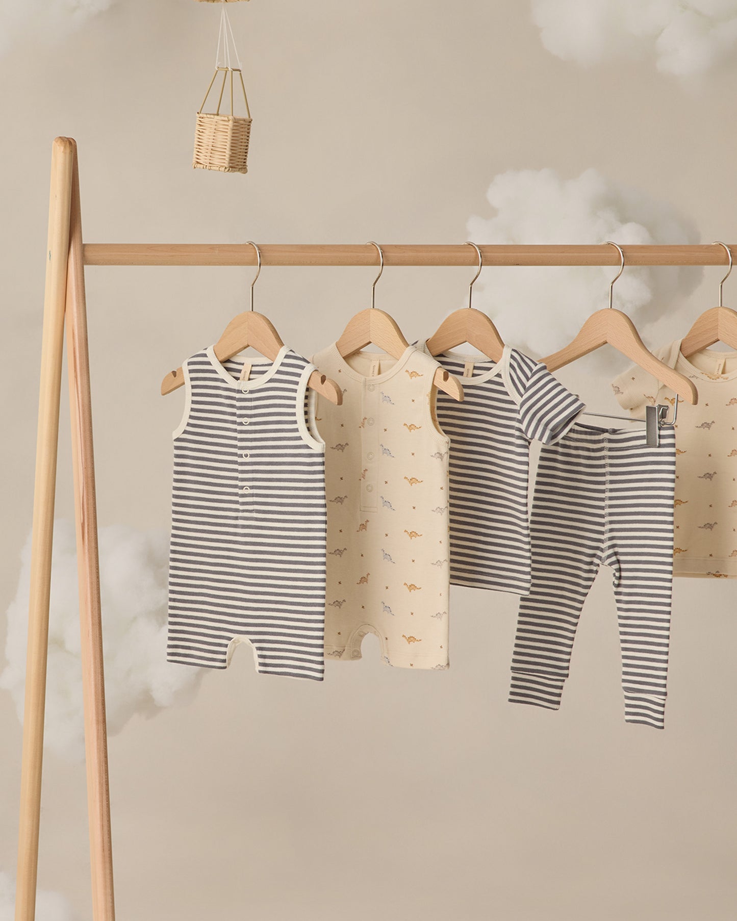 Ribbed Henley Romper | Ocean Stripe