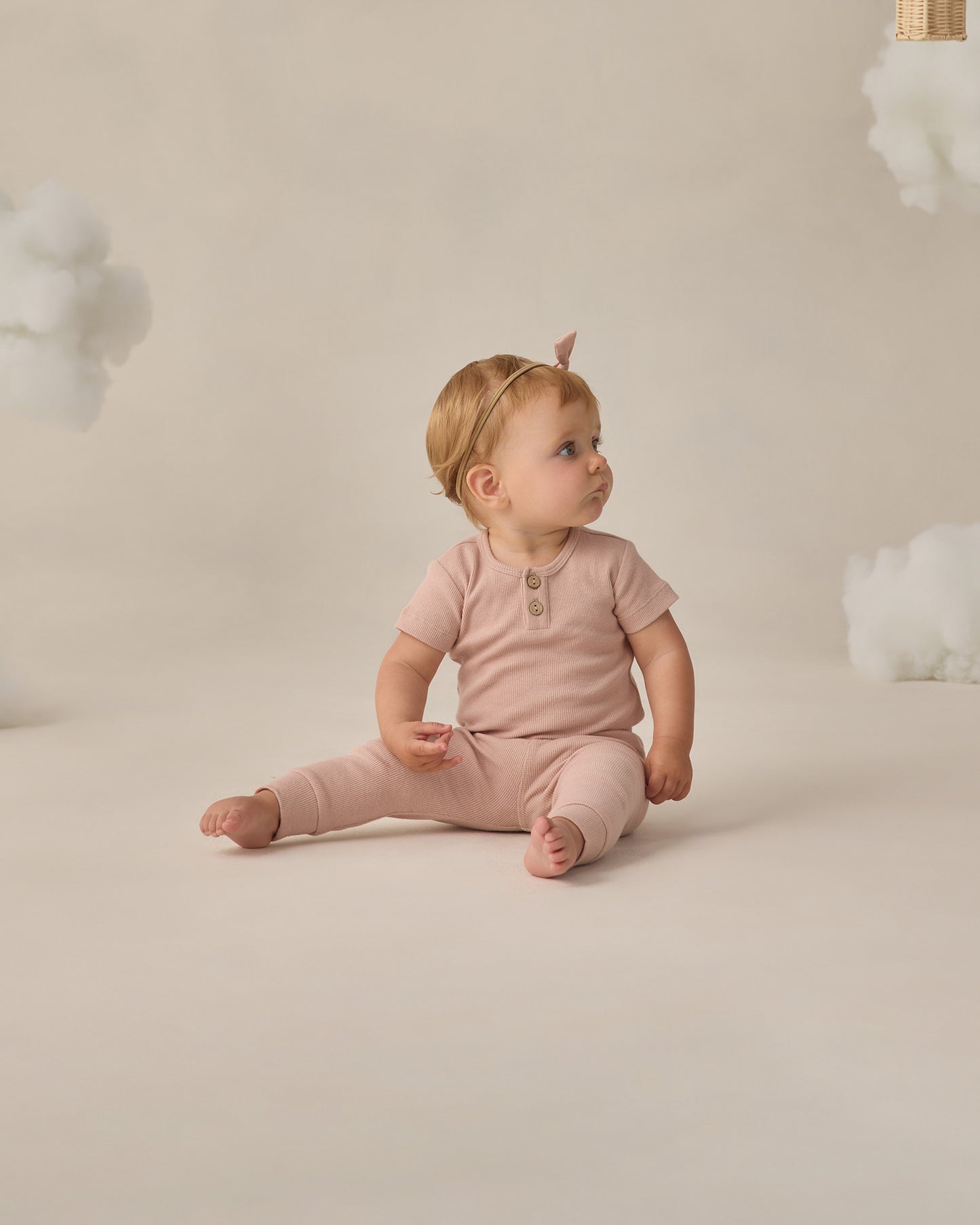 Ribbed Henley Bodysuit | Blush