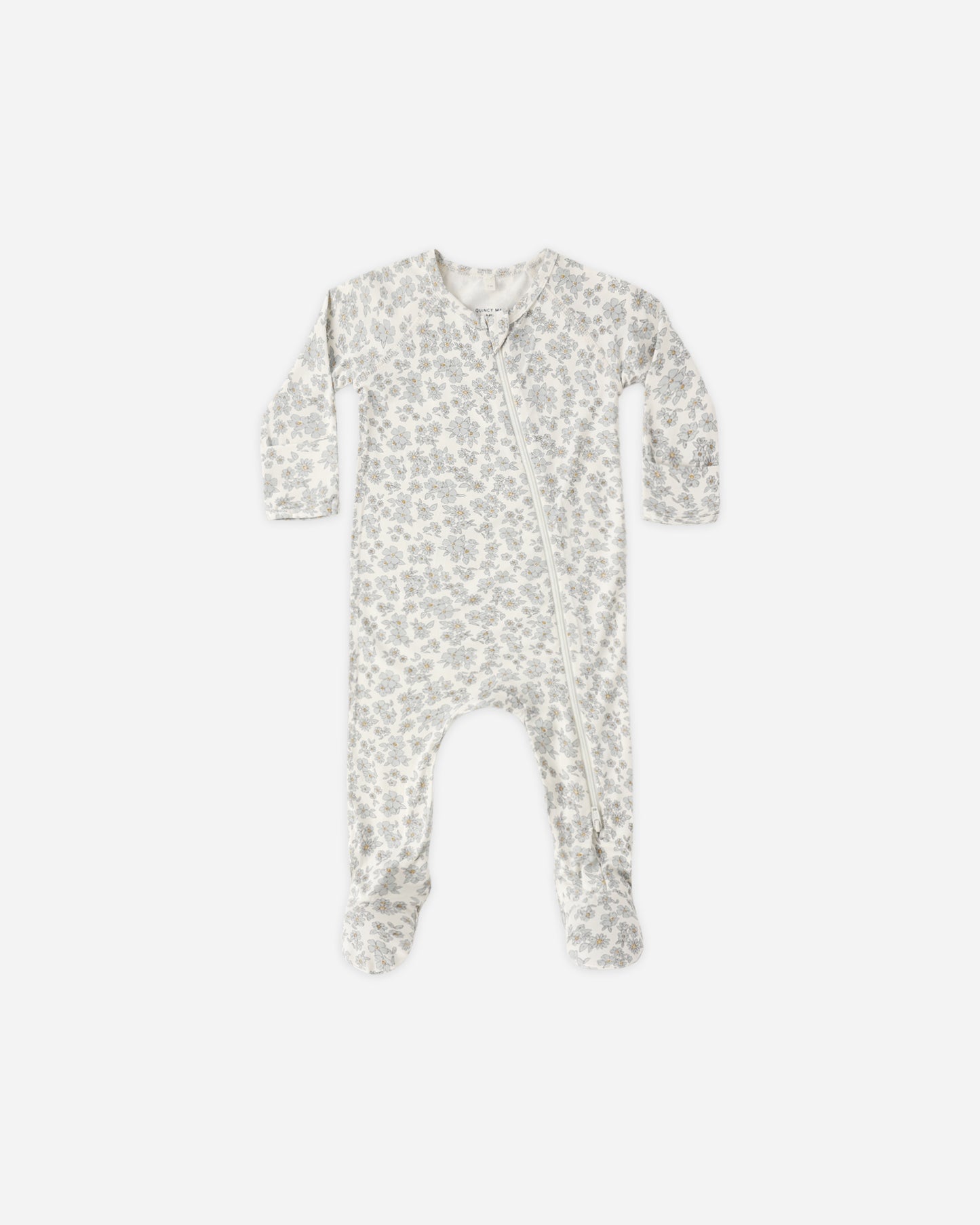 Bamboo Zip Footie | Blue Floral
