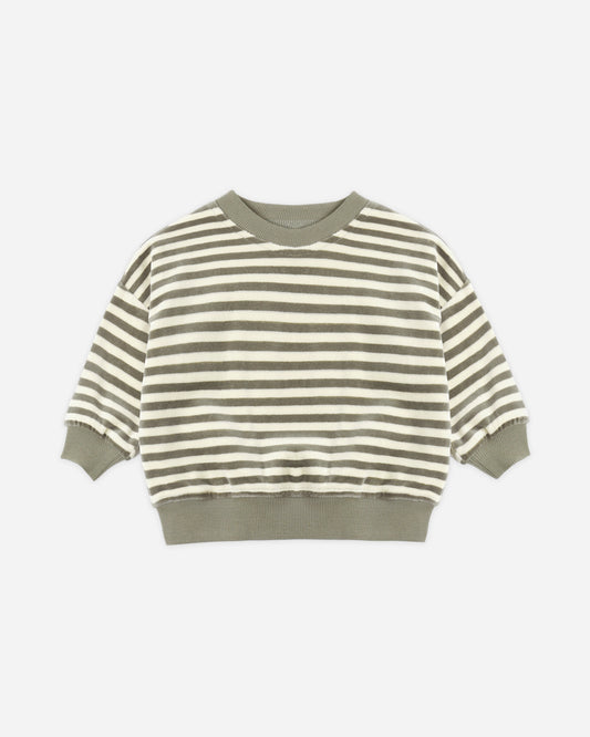 Velour Relaxed Sweatshirt | Spruce Stripe