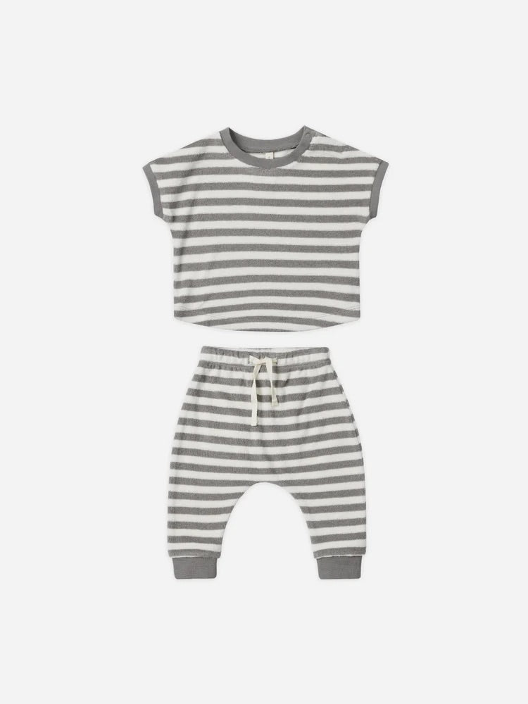 Terry Tee + Pant Set I Retro Stripe