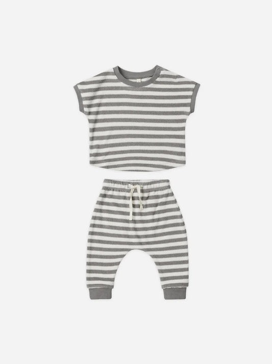 Terry Tee + Pant Set I Retro Stripe