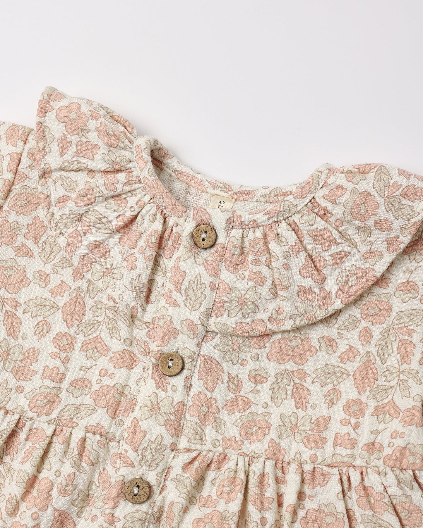 Ruffle Collar Button Dress | Pink Blossom