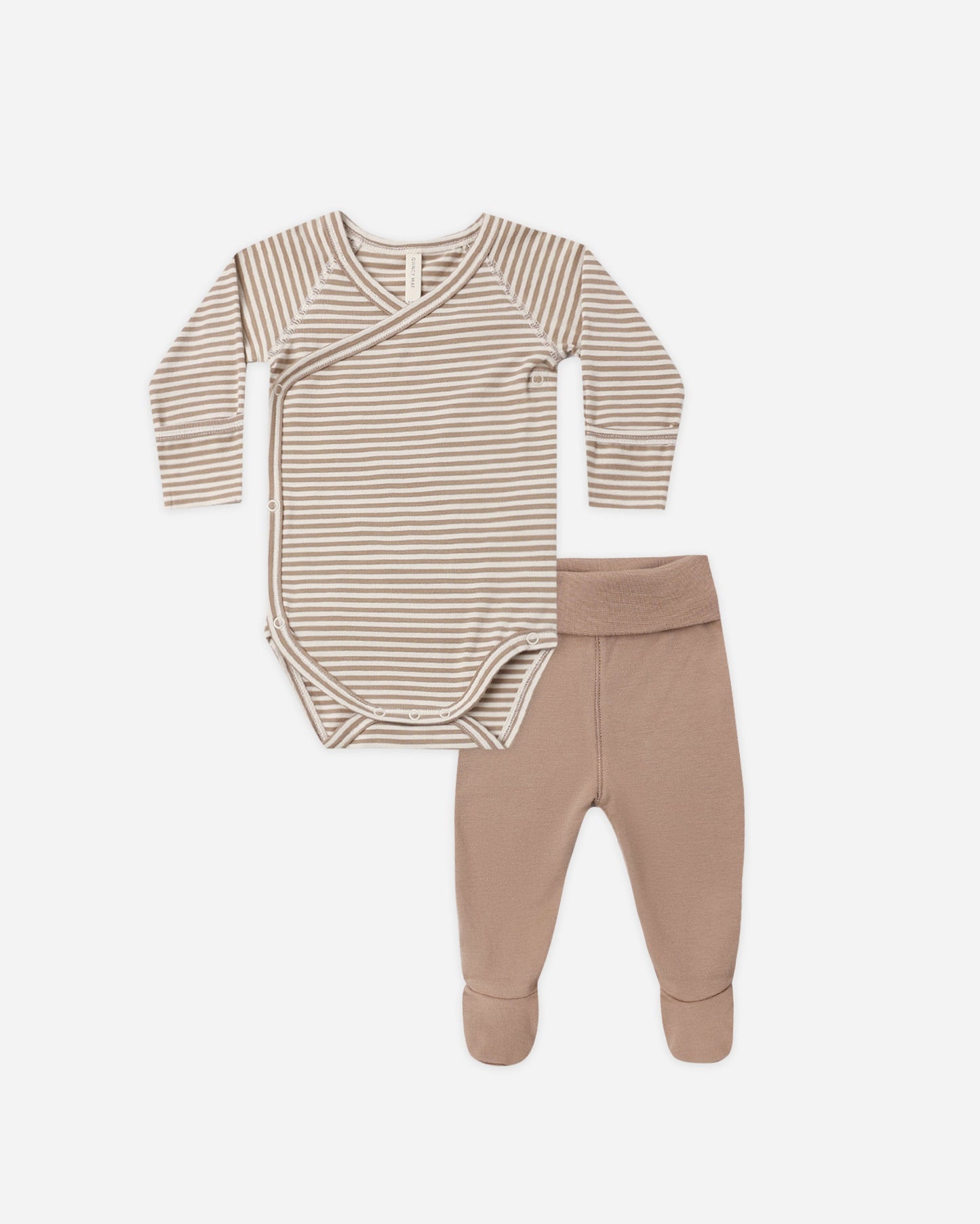 Side Snap Bodysuit + Pant Set | Almond Stripe