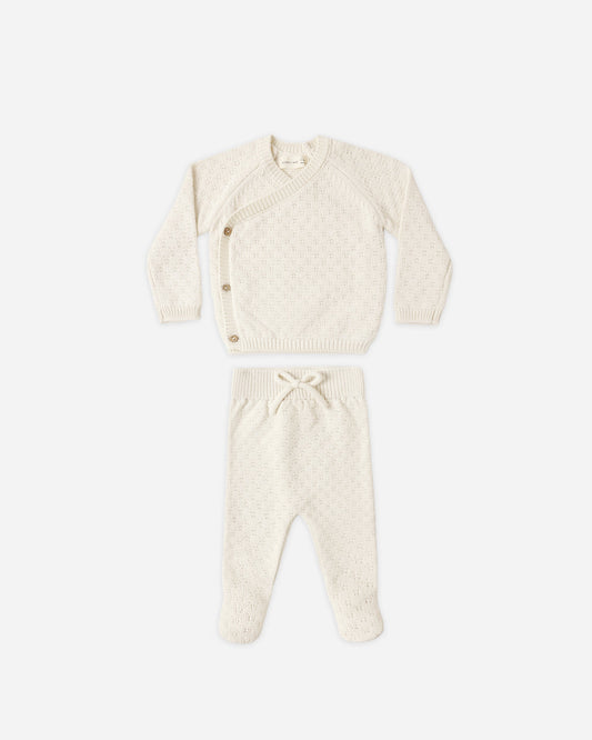 Knit Wrap Top + Pant Set | Natural