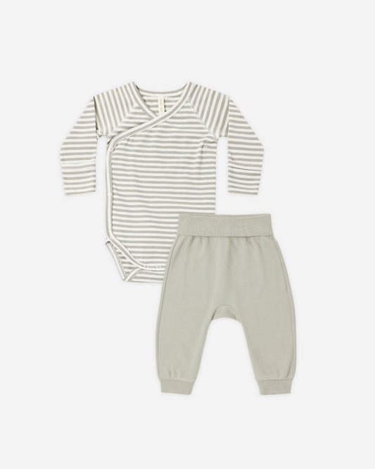 Side Snap Bodysuit + Pant Set | Laurel Stripe