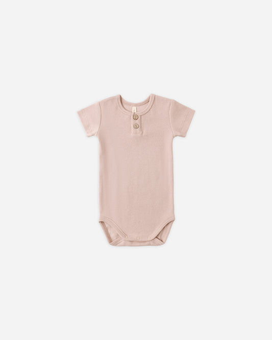 Ribbed Henley Bodysuit | Blush
