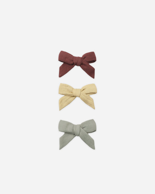Bow W/ Clip, Set of 3 | Black Cherry/Butterscotch/Laurel
