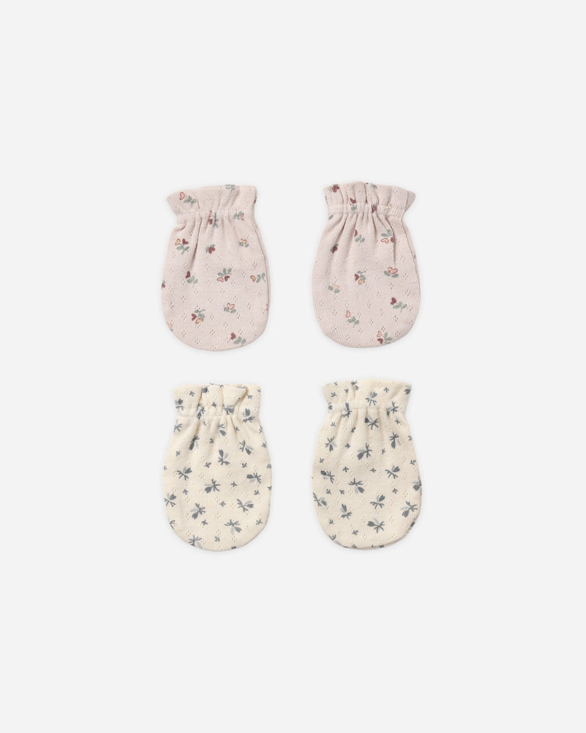 No Scratch Mittens, Set of 2 | Blue Ditsy/Heart Ditsy