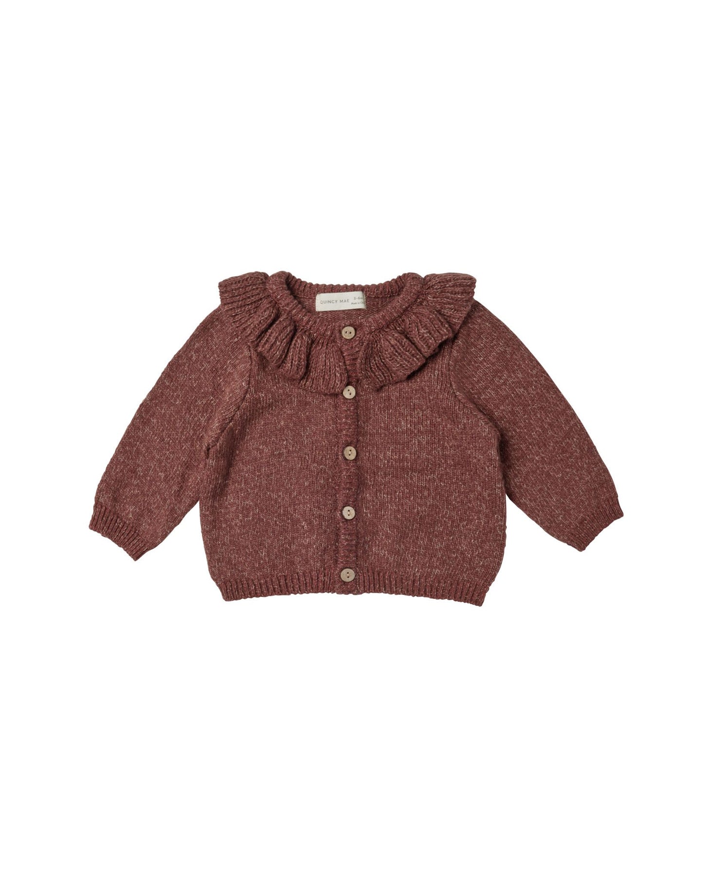 Ruffle Collar Cardigan I Heathered Plum