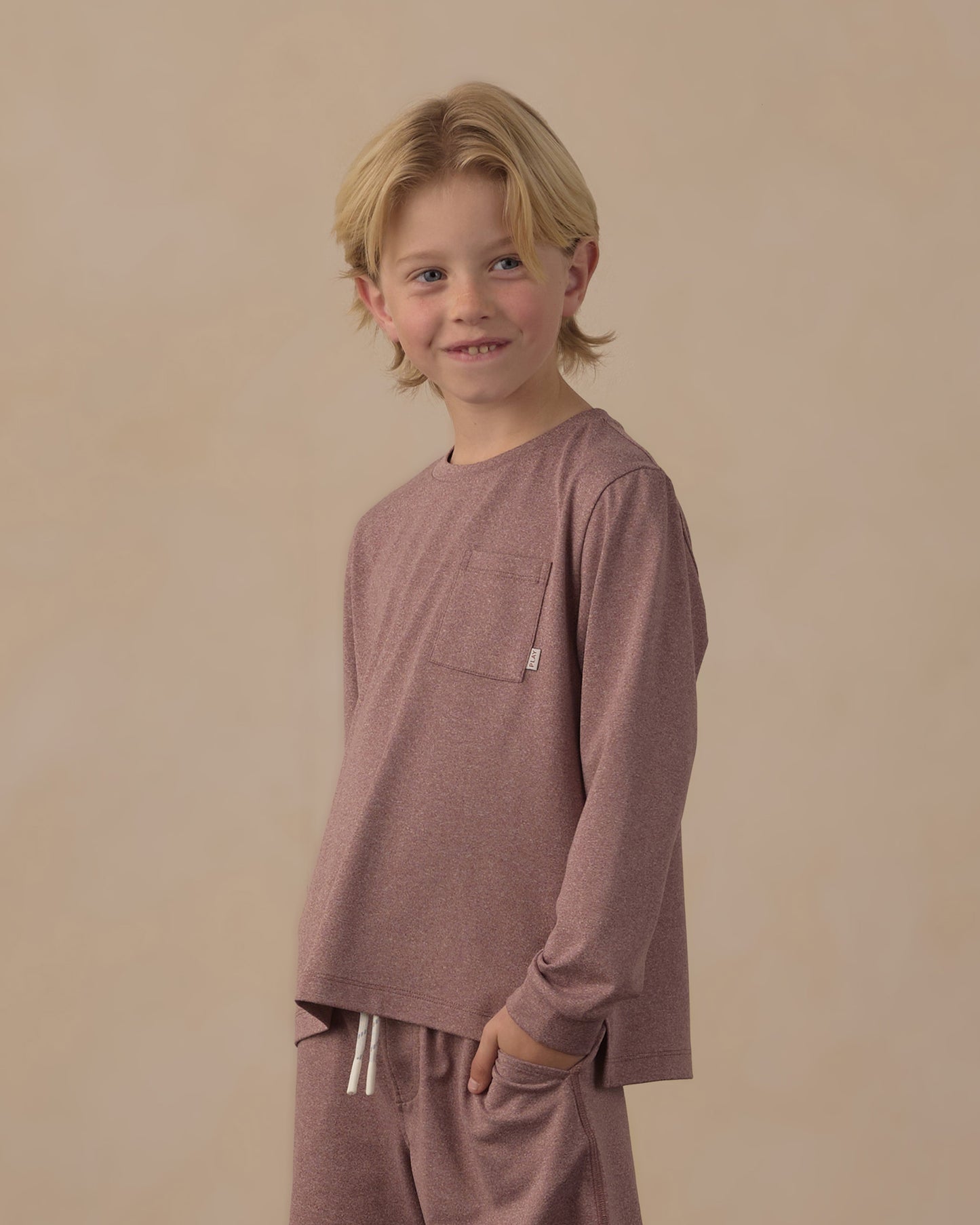 Long Sleeve Pocket Tee | Heathered Mulberry