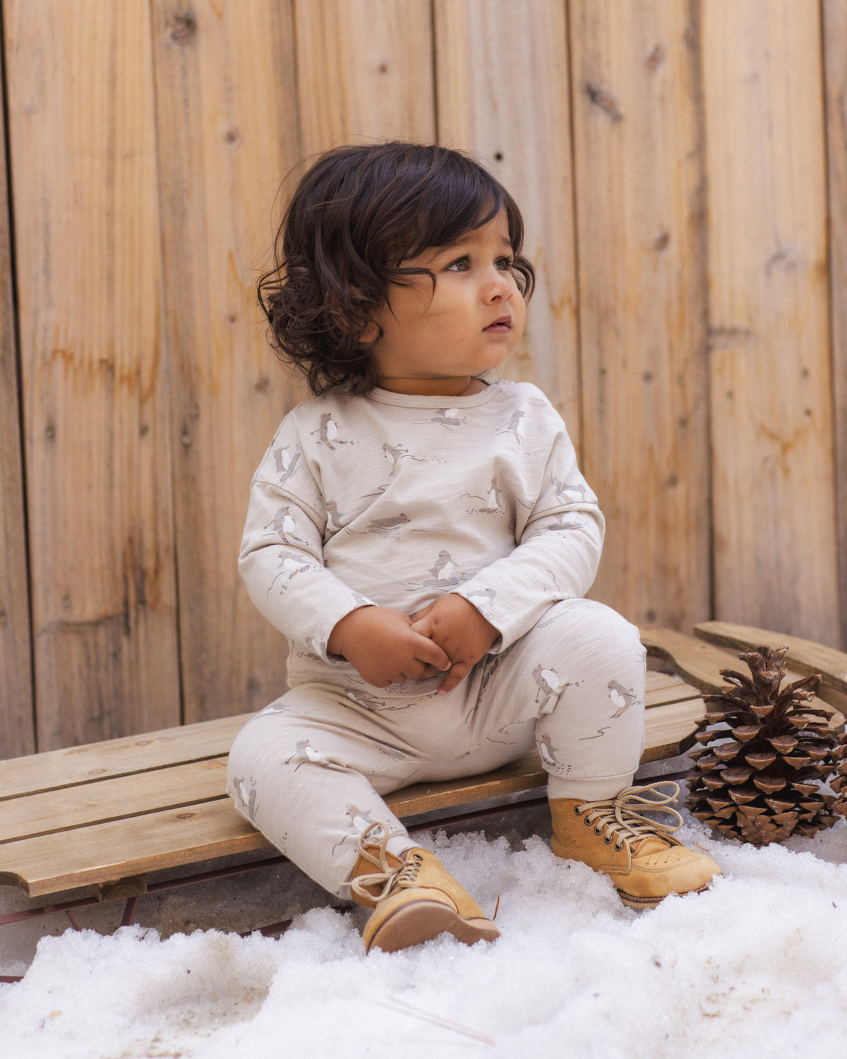 Long Sleeve Tee + Pant Set | Skiing Penguins