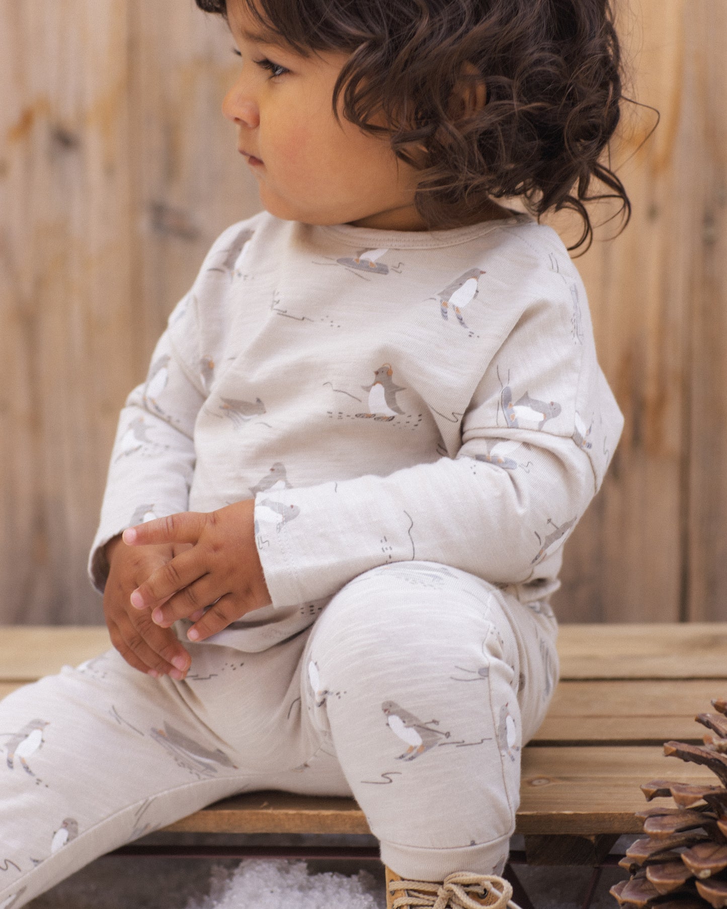 Long Sleeve Tee + Pant Set | Skiing Penguins