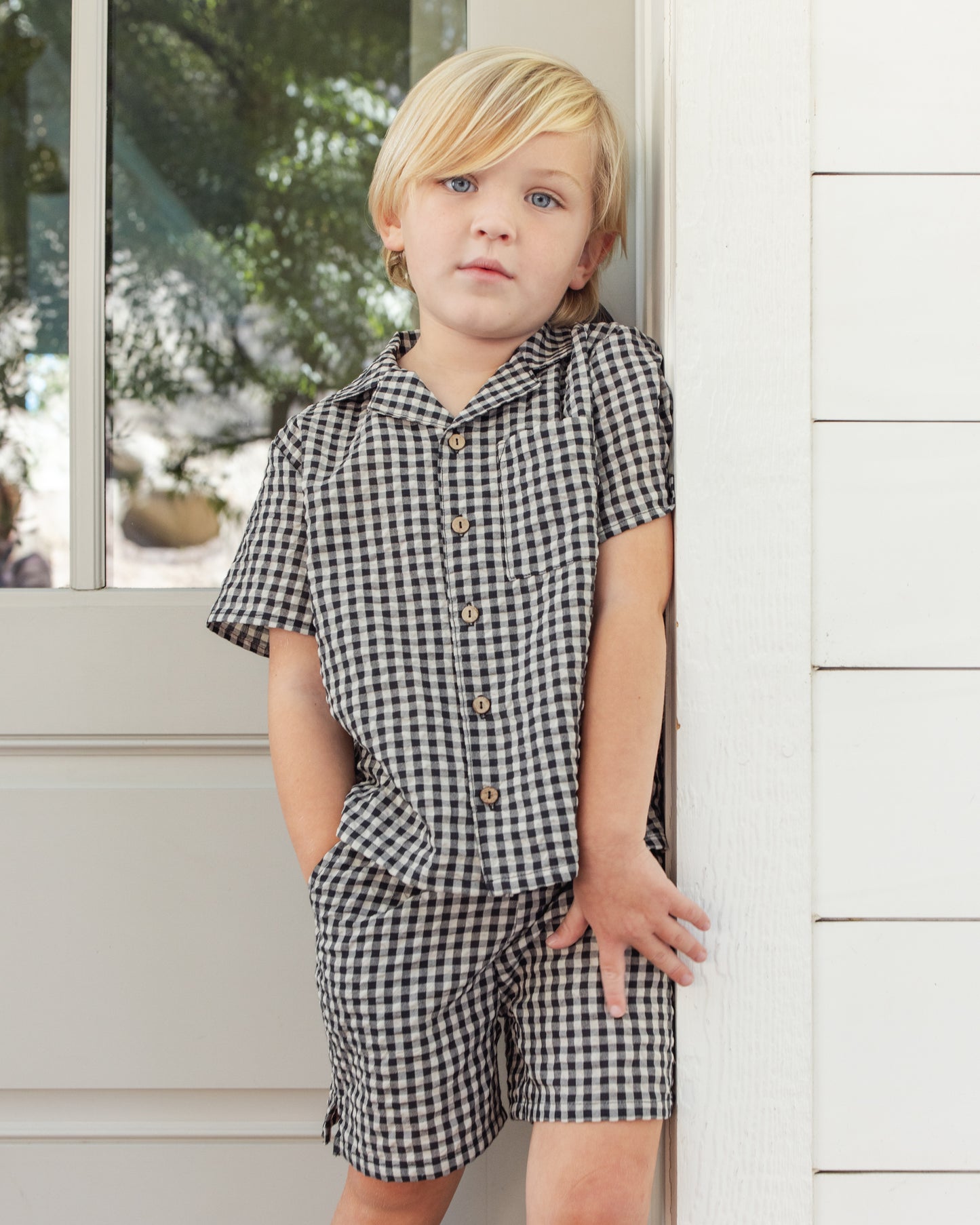 Lapel Collared Shirt | Black Check