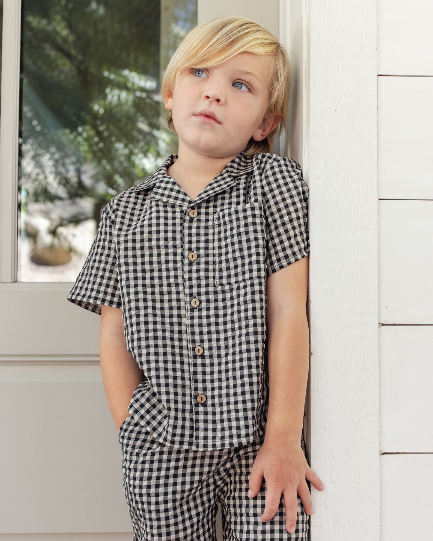 Lapel Collared Shirt | Black Check