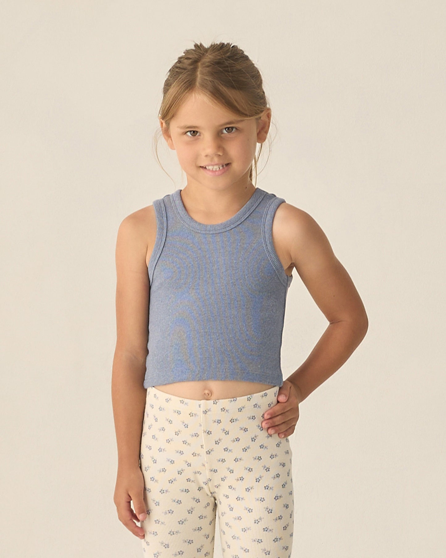 Ribbed Tank Set | Natural/Heathered Marine