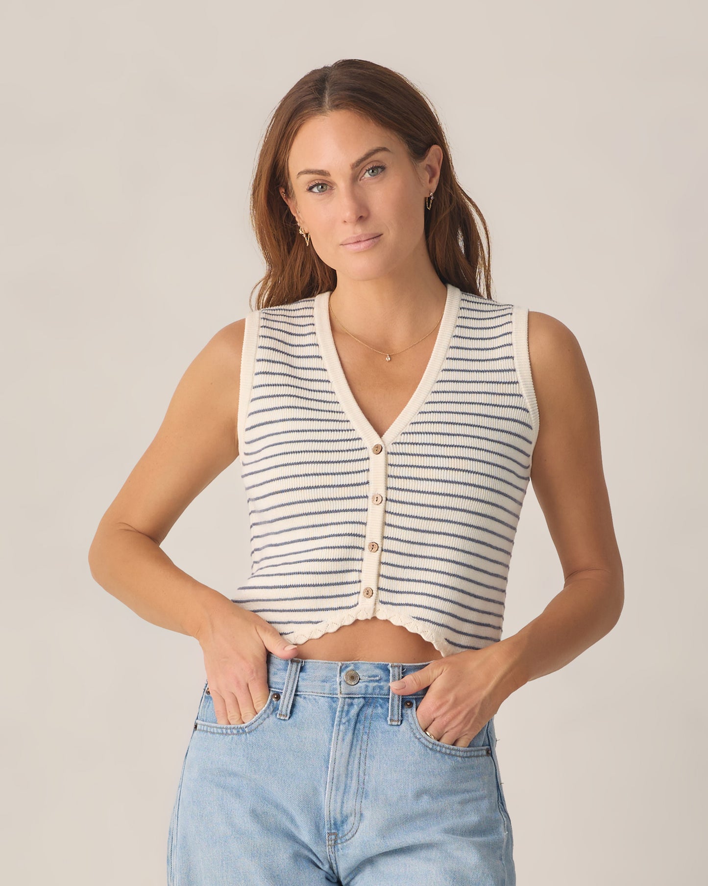 Knit Vest || Marine Stipe