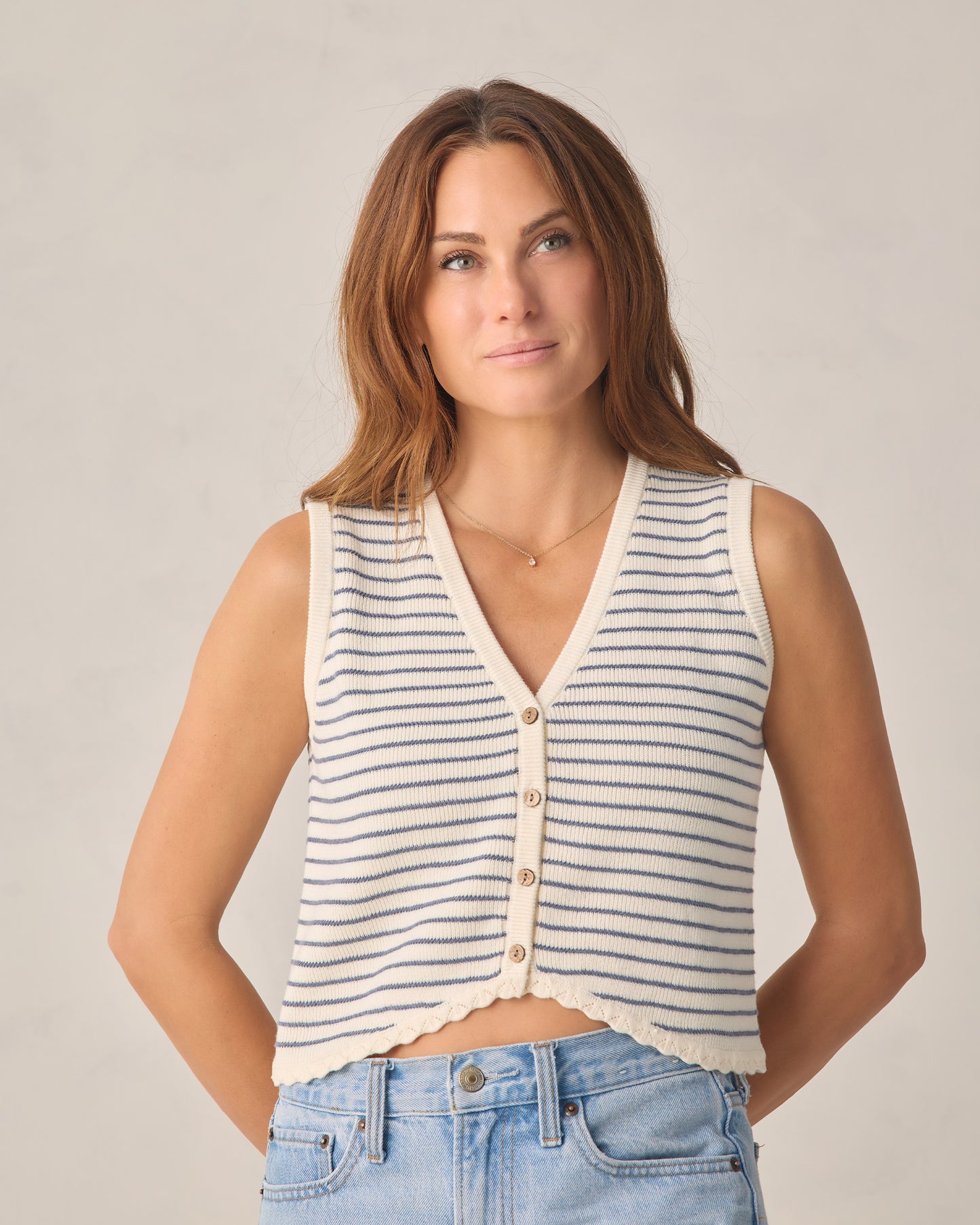 Knit Vest || Marine Stipe