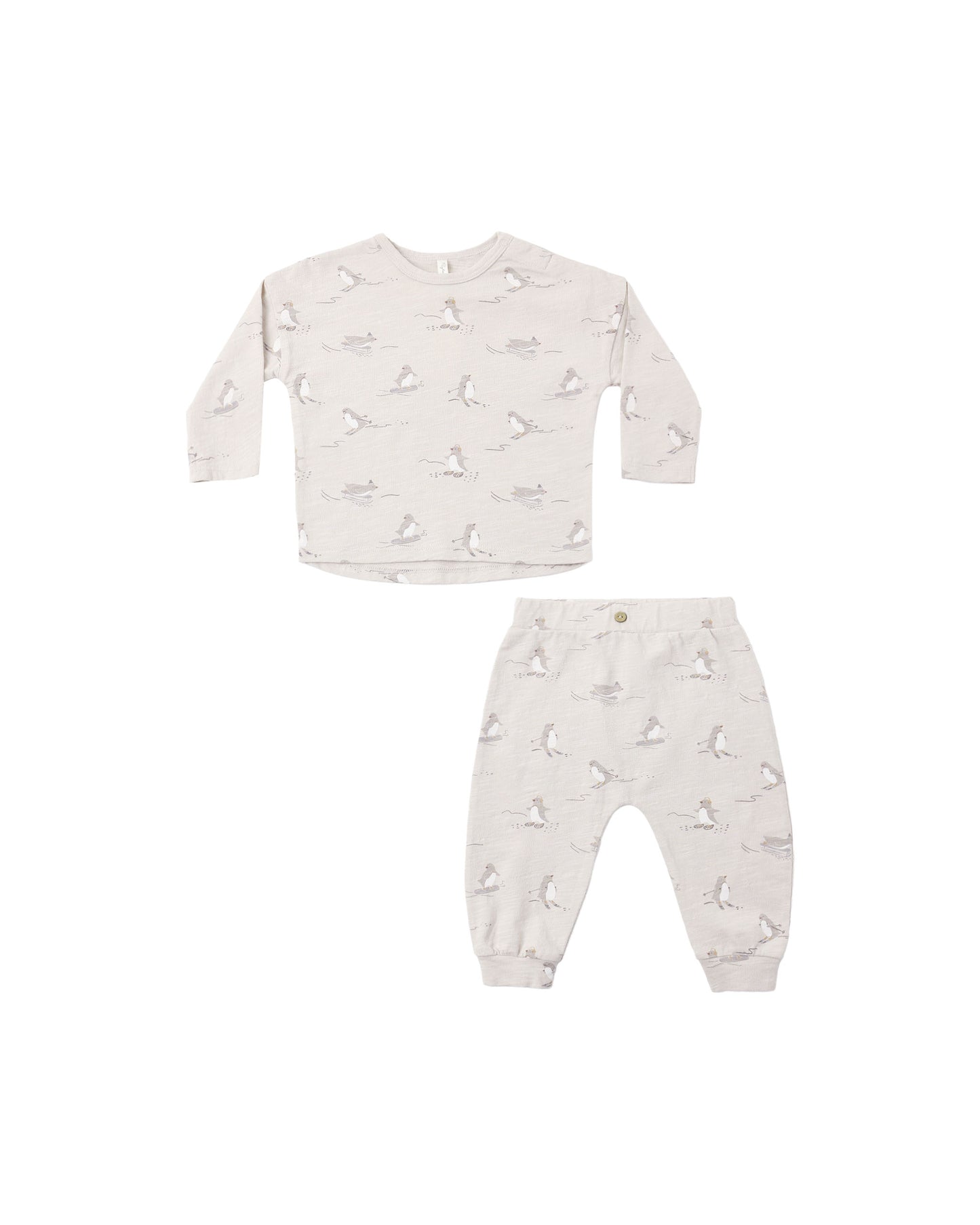 Long Sleeve Tee + Pant Set | Skiing Penguins