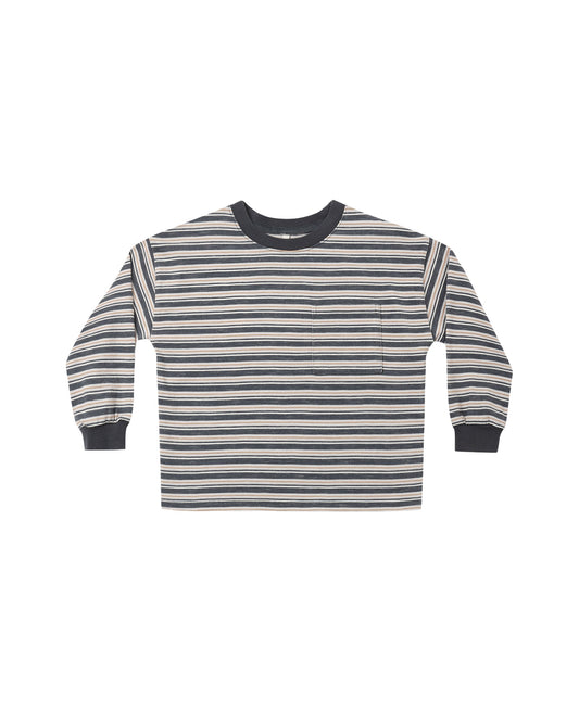 Relaxed Long Sleeve Tee | Blue Stripe