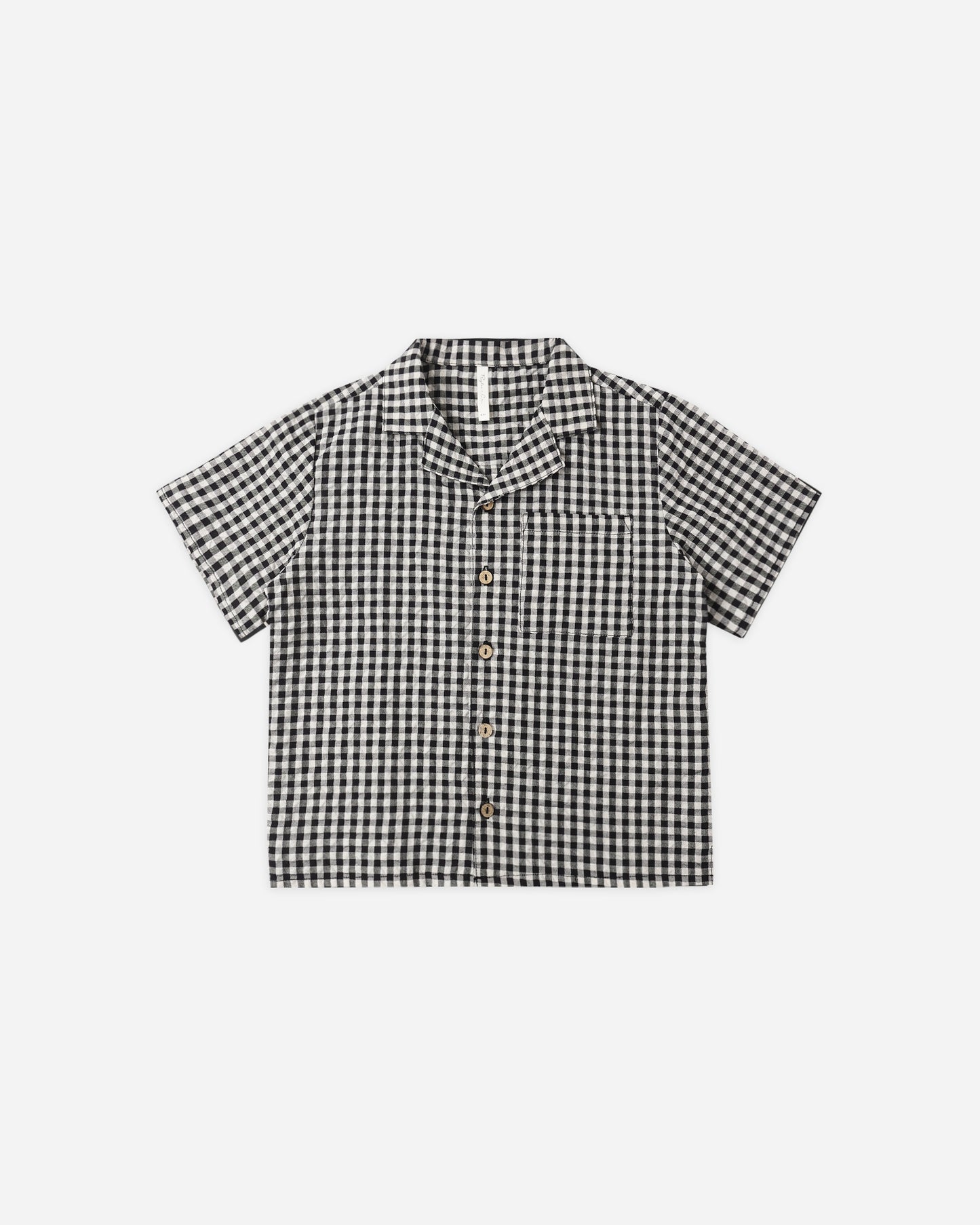 Lapel Collared Shirt | Black Check