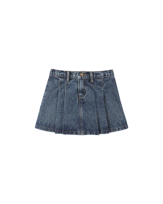 Pleated Denim Skirt | Indigo